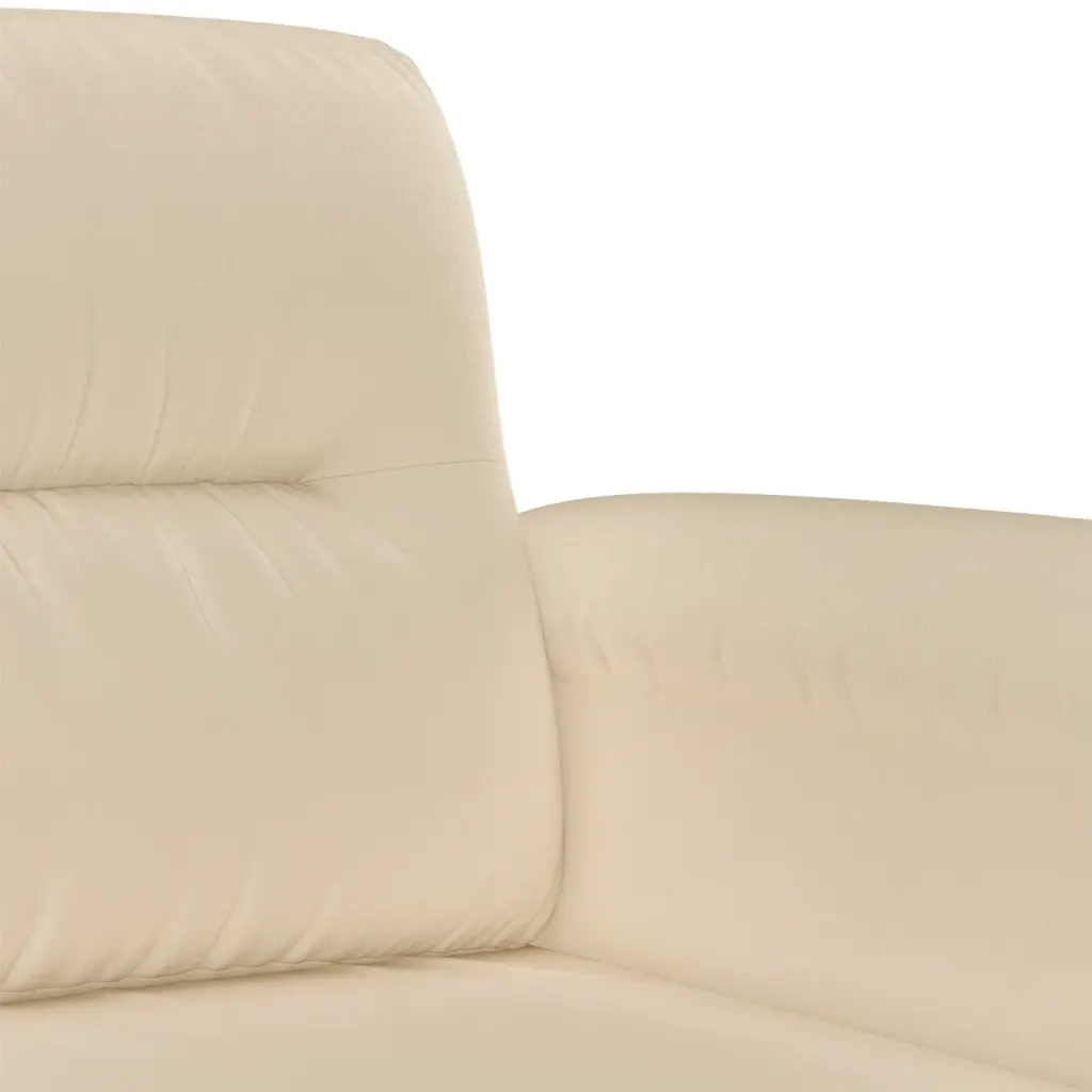 Set Divani 3 pz con Cuscini Crema in Tessuto Microfibra