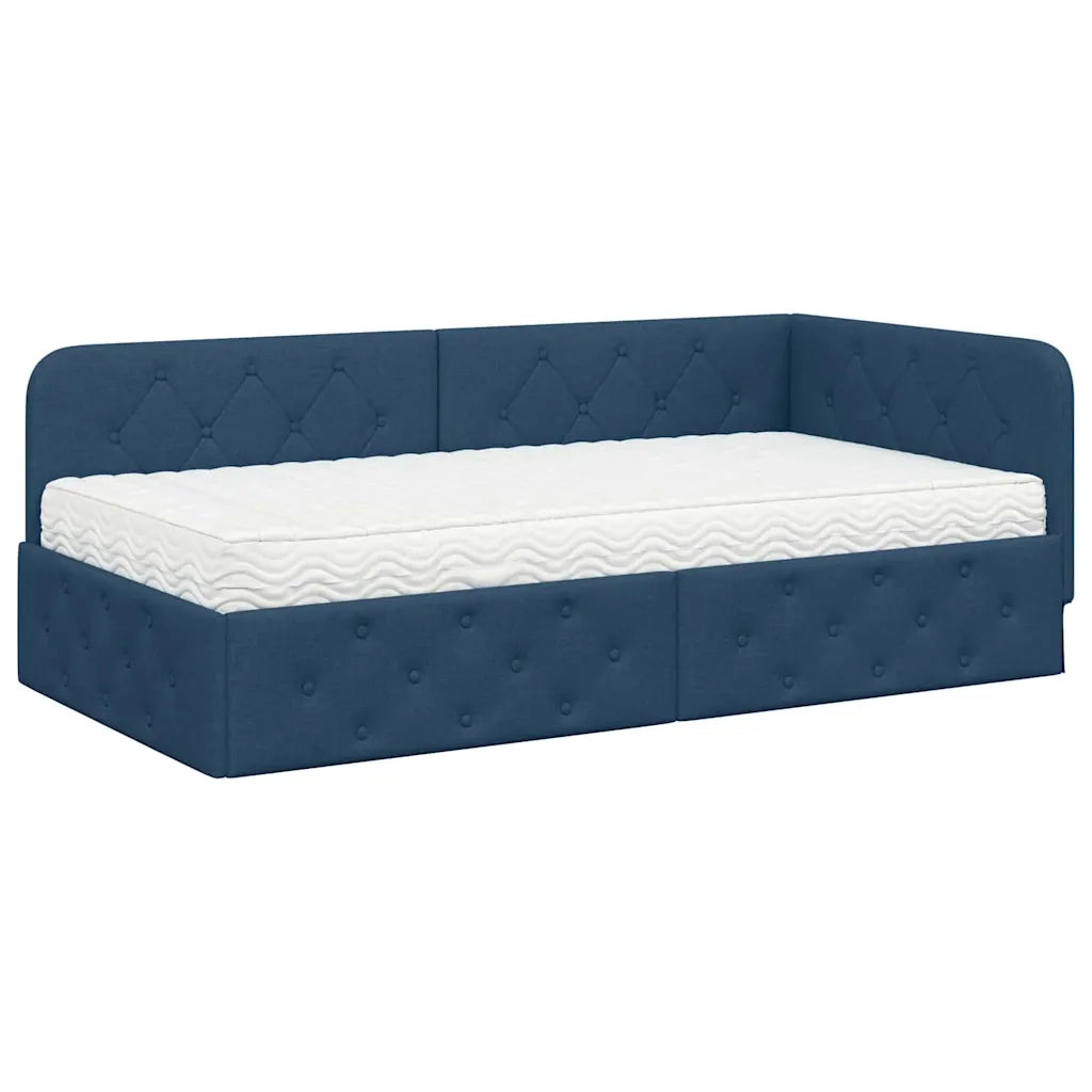 Cornice del letto ad angolo Blu 100 x 200 cm Tessuto 3394060