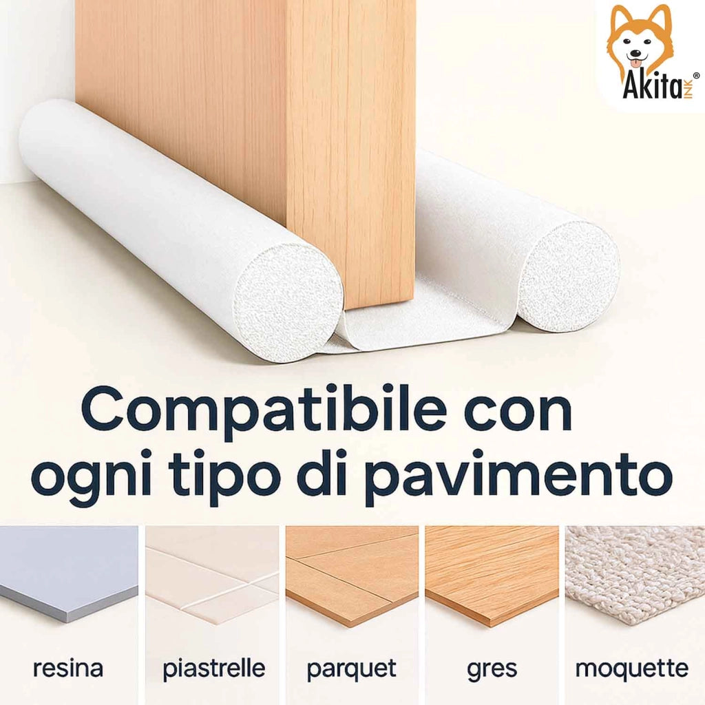 Akitaink 2 Paraspifferi Porta Doppia 90 cm Bianco