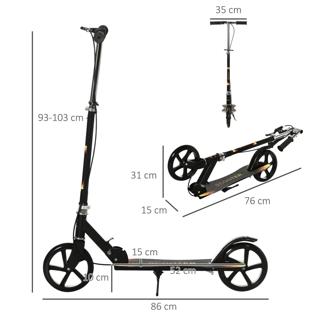 Monopattino per Bambini ¨C Minimal ¨C Nero 86x35x93/98/103 cm