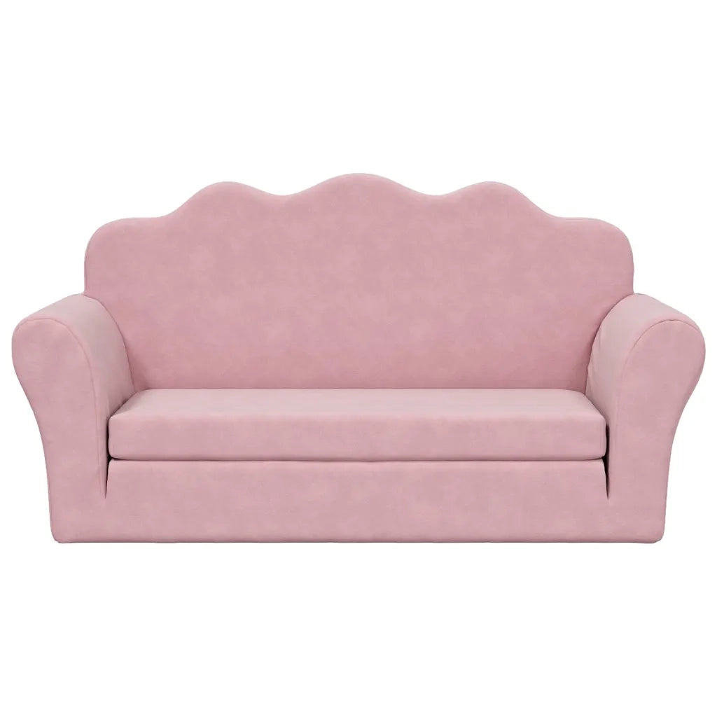 Divano per Bambini 2 Posti Rosa in Morbido Peluche