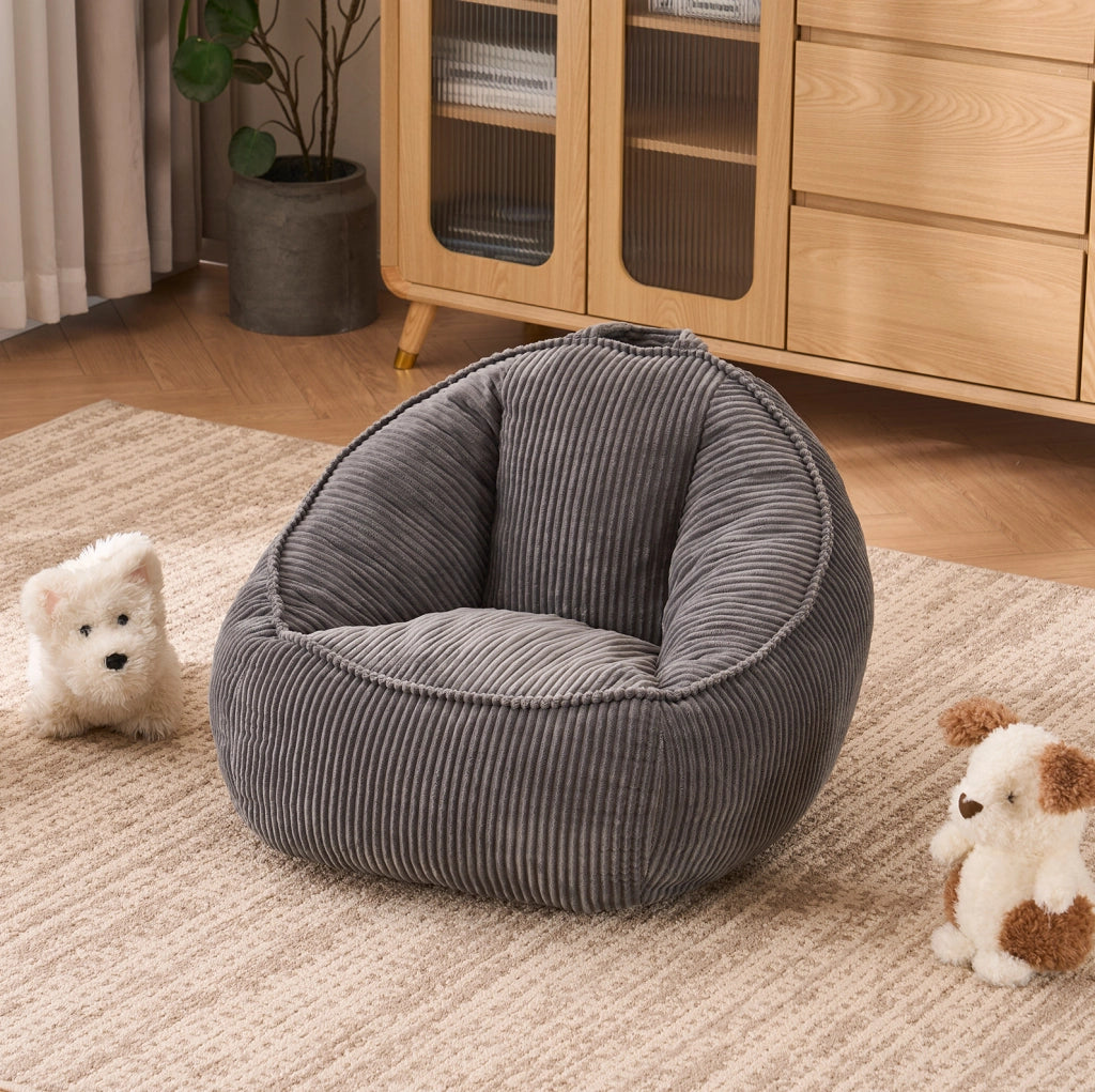Pouf bambino 69x72x51 cm grigio chiaro; seduta avvolgente in tessuto peluche