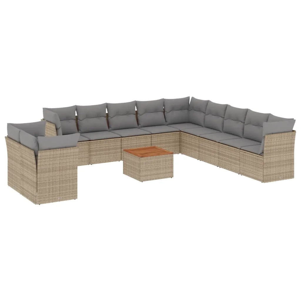 Set Divani da Giardino 12 pz con Cuscini Beige in Polyrattan 3223728