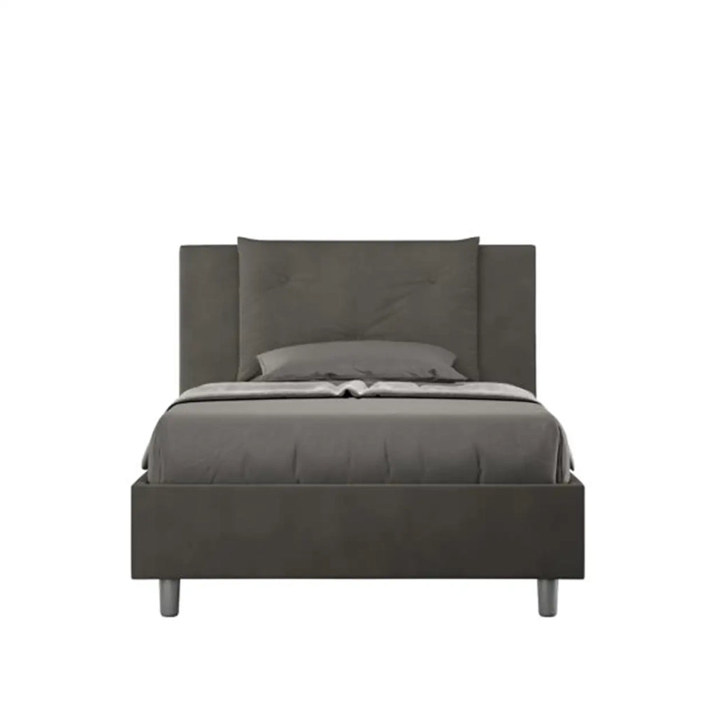 Letto una piazza e mezza con rete imbottito 120x200 microfibra grigio Appia
