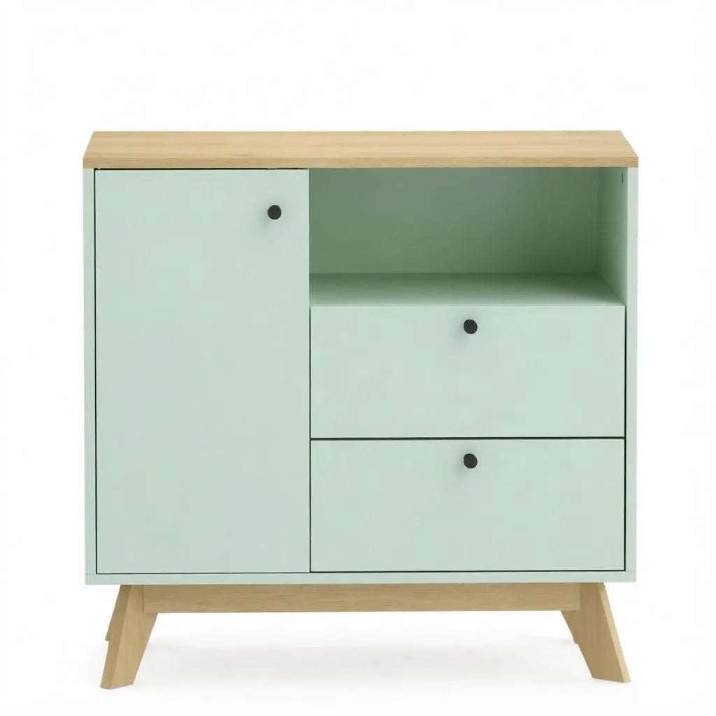 Buffet con 1 anta, 2 cassetti, scomparto aperto e ripiano regolabile