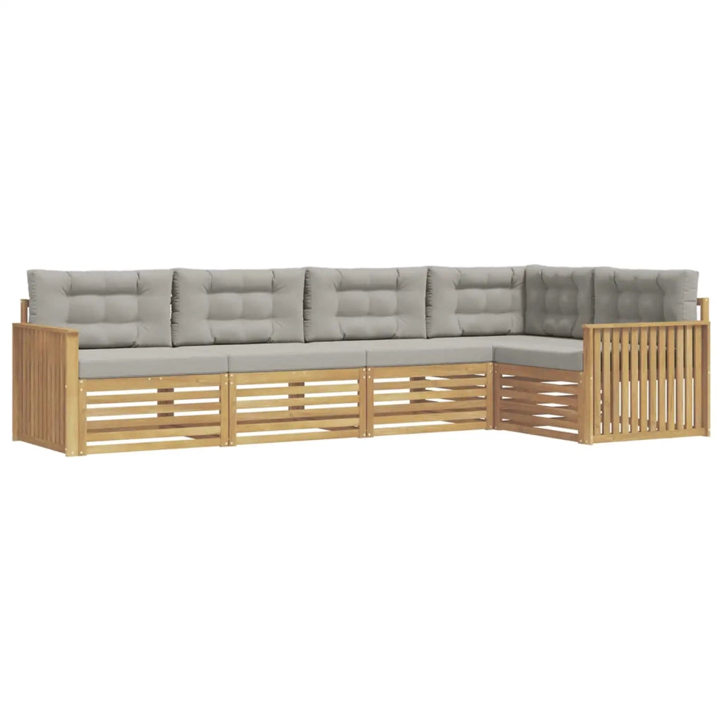 Set di divani da esterno 5 pz Bianco e Grigio Chiaro Poliestere 3390481