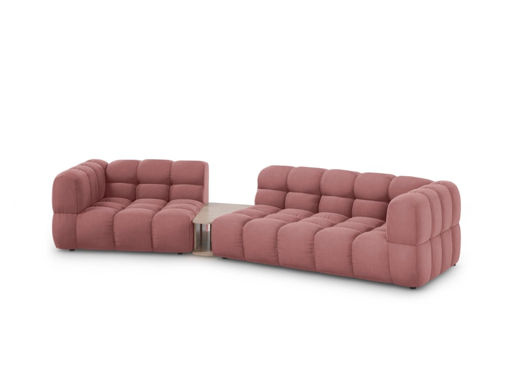 Cosmopolitan Design - Divano modulare sinistro "Sky" 3 posti in velluto salmone 