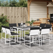 Set da Pranzo da Giardino 9 pz con Cuscini Bianco in Textilene 3295108