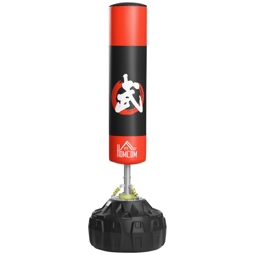 Sacco da boxe autoportante da terra con base a ventose per allenamento robusto e stabile nero e rosso 60x60x180 cm