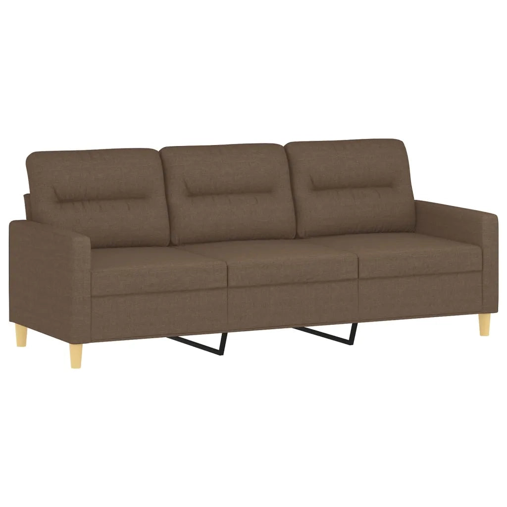 Set di Divani 4 pz con Cuscini Marrone in Tessuto