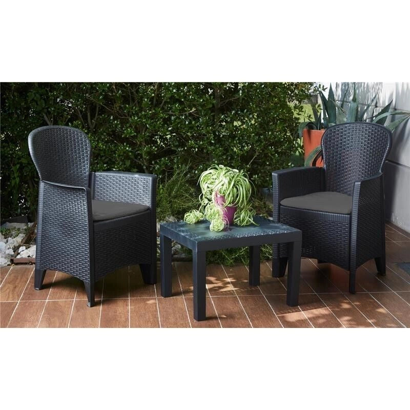 MAURY'S AKITA ANTRACITE SALOTTO DA GIARDINO CON CUSCINI 3 PZ