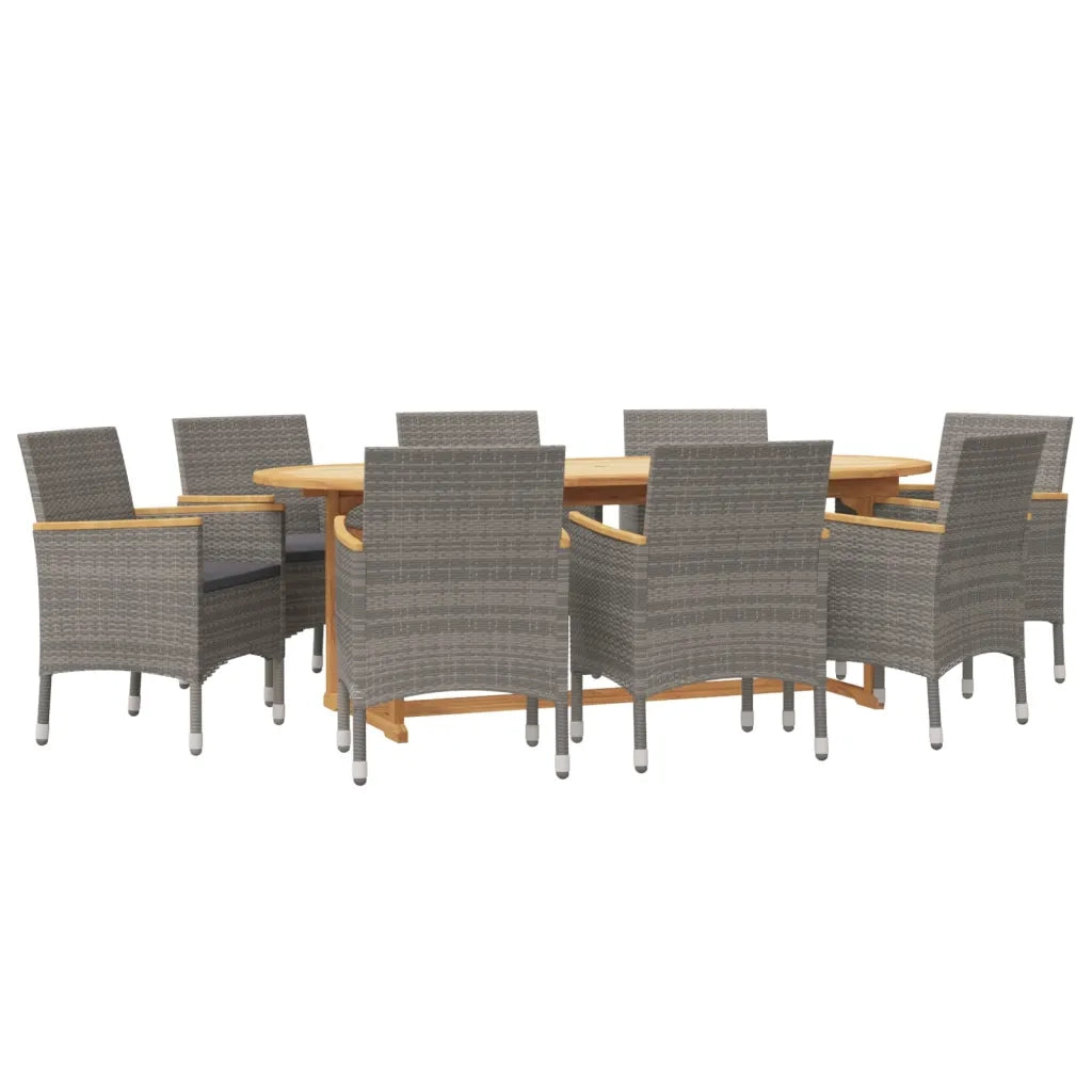 Set da Pranzo per Giardino 9 pz con Cuscini Grigio 3103601