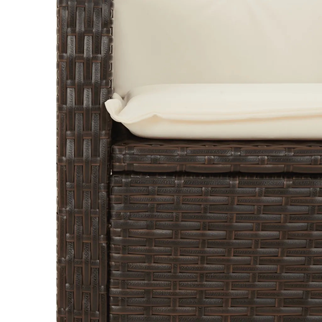 Set da Pranzo da Giardino 9pz con Cuscini Marrone in Polyrattan 3213212