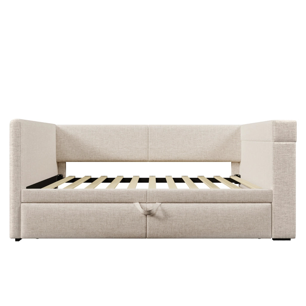 Divano letto singolo 90x200 cm beige con letto estraibile