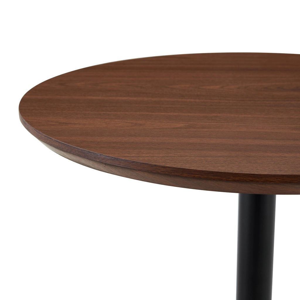 Tavolo regolabile diametro 70 cm con ruote; MDF e metallo noce