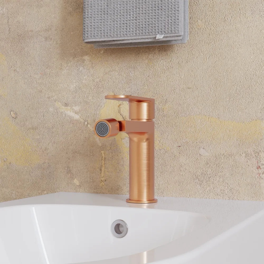 Set miscelatori lavabo 13cm bidet miscelatore esterno vasca rame spazzolato | Margot