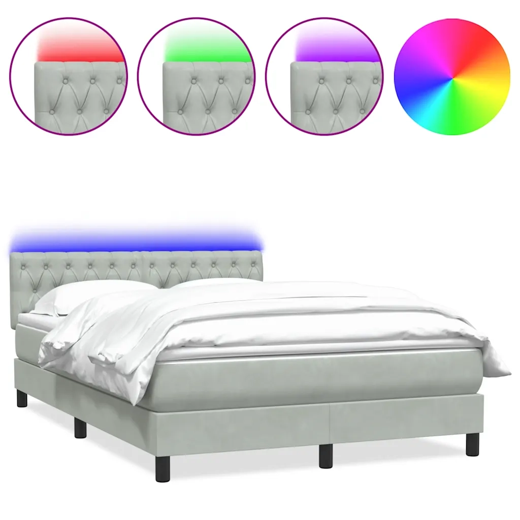 Letto a Molle con Materasso e LED Grigio Chiaro 160x210cm 3317175