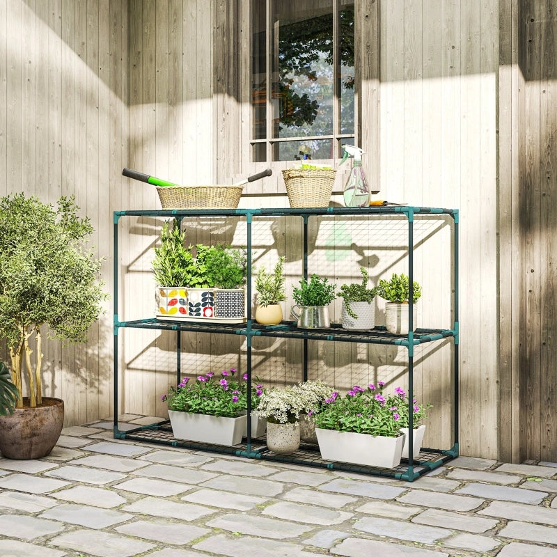 Portapiante a 3 ripiani 143x48x100 cm modulare verde scuro