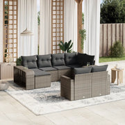 Set Divano da Giardino 10 pz con Cuscini Grigio in Polyrattan 3261290