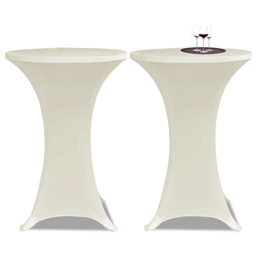 Copritavolo ?80 cm Crema Tessuto elasticizzato 2 pezzi 241209