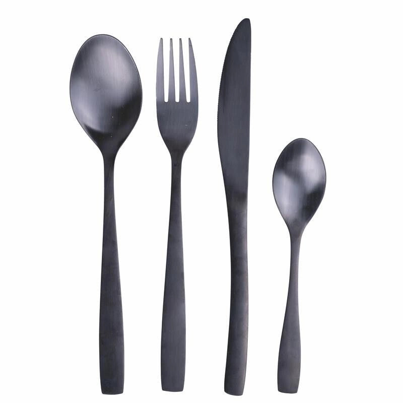 SET 16 POSATE MANHATTAN IN COLORE NERO SATINATO