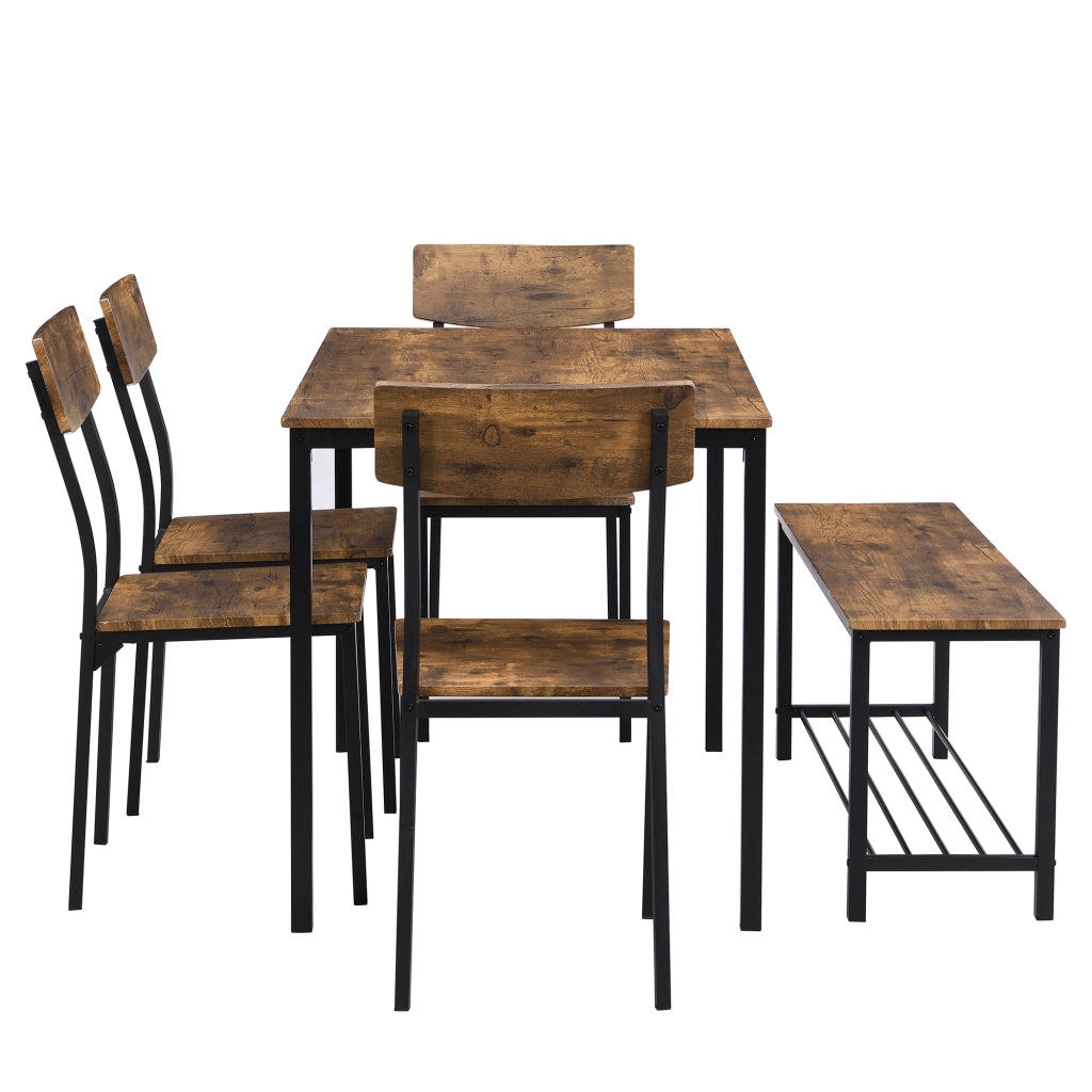 Set tavolo da pranzo con sedute in MDF marrone