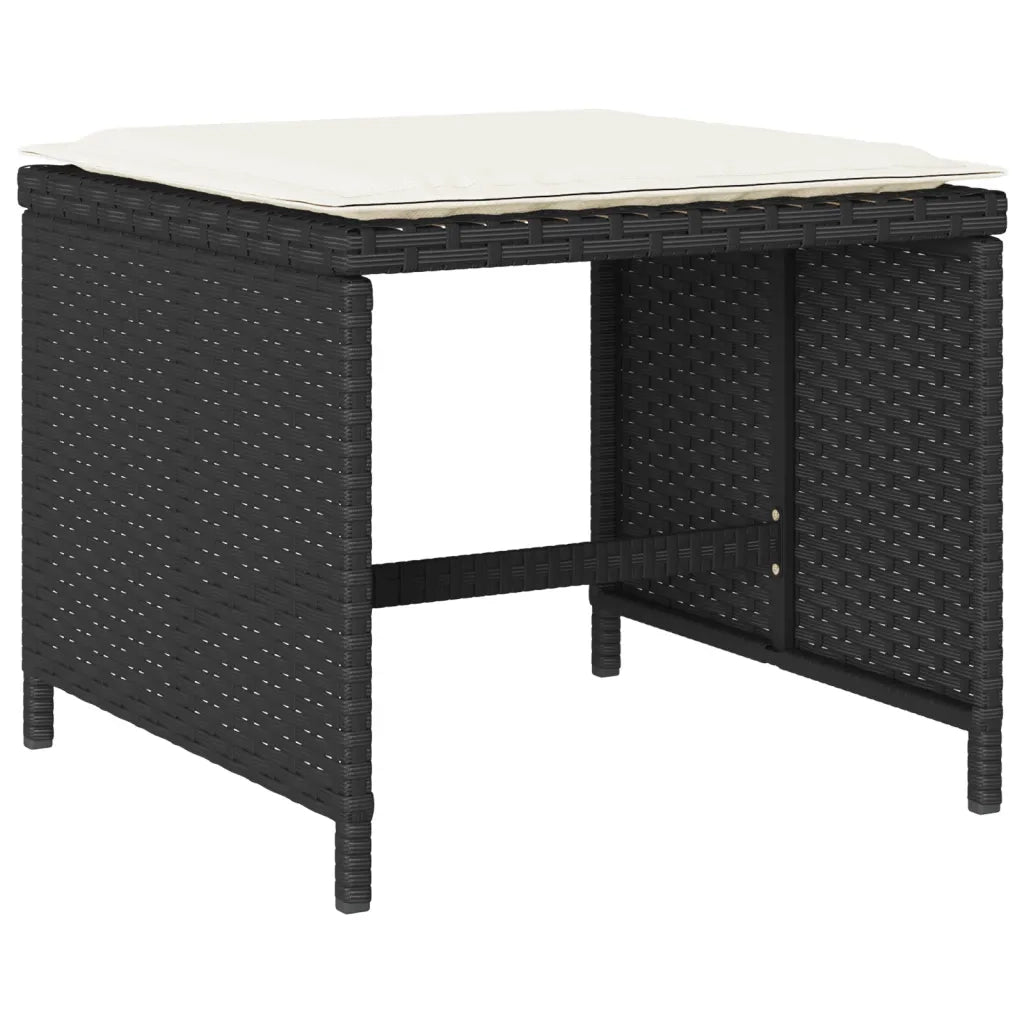 Set da Pranzo da Giardino 11 pz con Cuscini in Polyrattan Nero 3277733