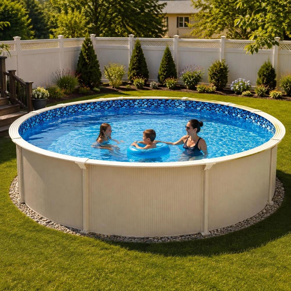 Round Pool Liner, Φ1006x120 Cm, Inner Liner, Replacement Liner, Pool Liner, Unibead Style Vinyl Liner With Standard Thickness, Wear-resistant, For Above-ground Pools With A 132 Cm Wall Height
