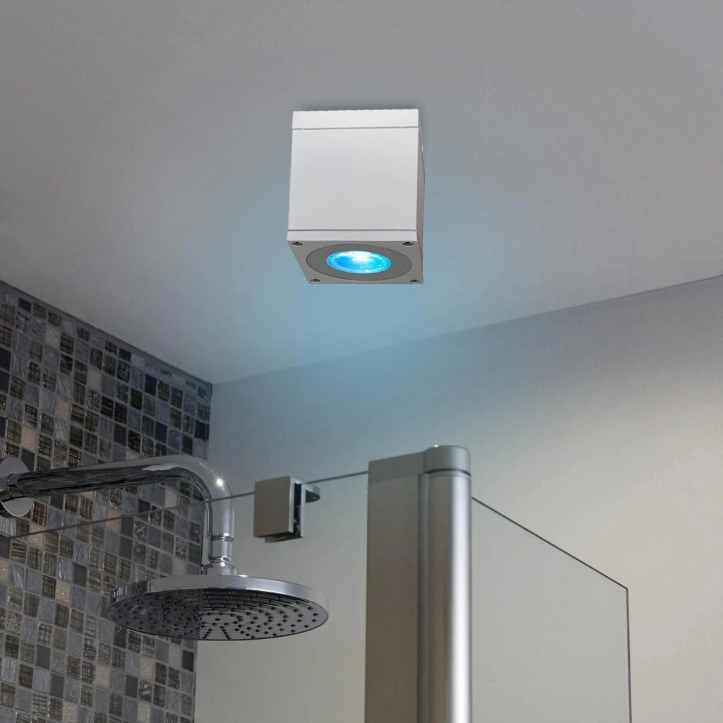 Plafoniera faretto quadrato lampada soffitto LED GU10 6W luce doccia sensoriale IP65 230V COLORE BIANCO RGB CCT WiFi