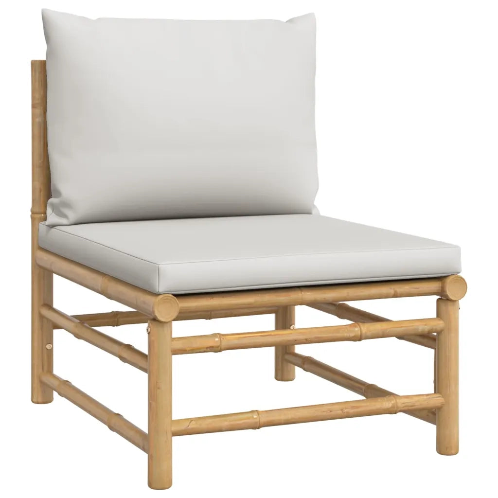 Set Salotto da Giardino 6pz con Cuscini Grigio Chiaro Bambù 3155084
