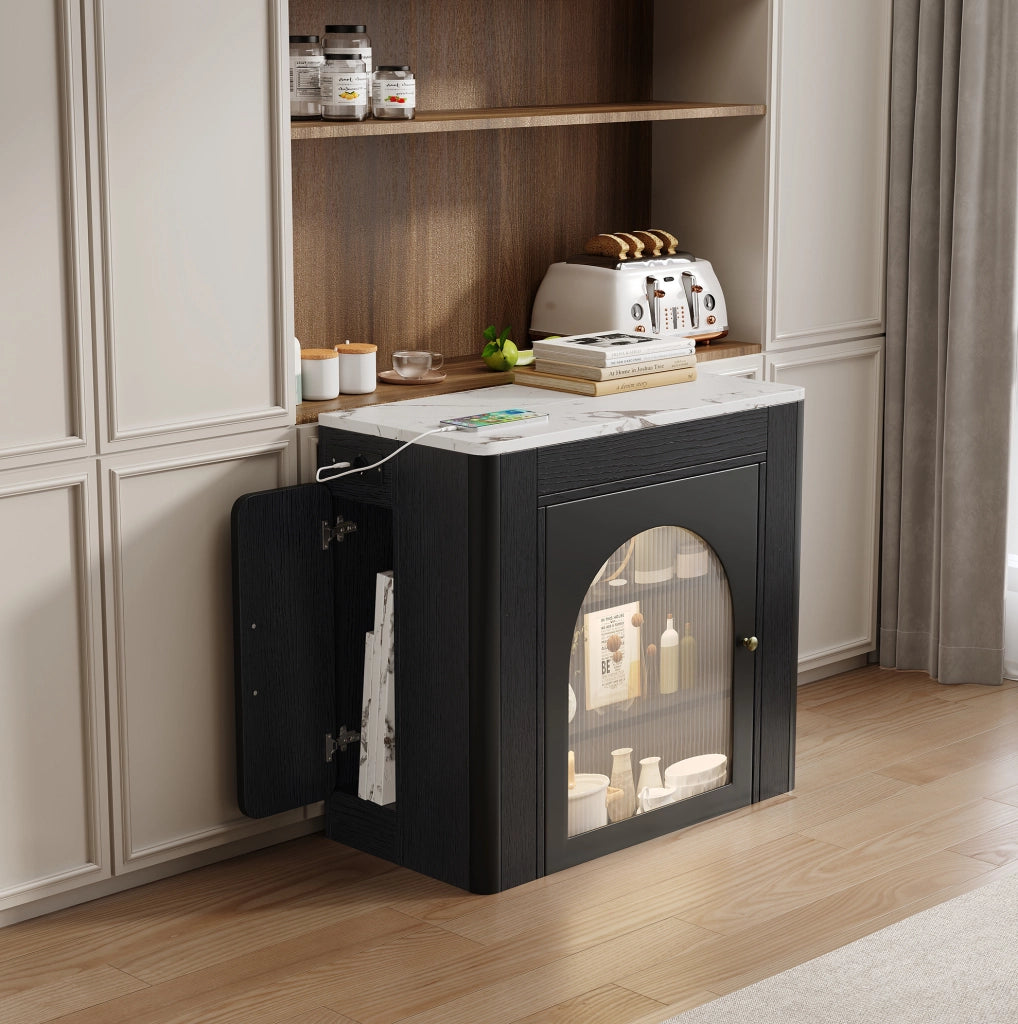 Isola cucina estensibile con LED, prese USB/Type-C e ruote