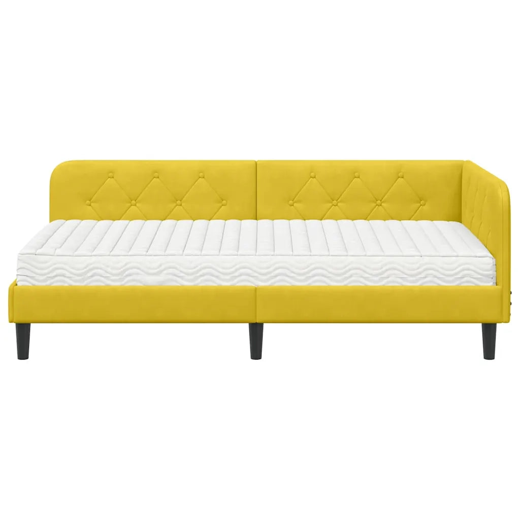 Cornice del letto ad angolo Giallo 90 x 190 cm Velluto 3394150