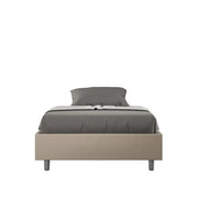 Letto una piazza e mezza con rete imbottito 120x200 similpelle tortora Azelia