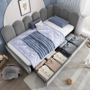 Letto singolo contenitore in velluto grigio 90x190 cm