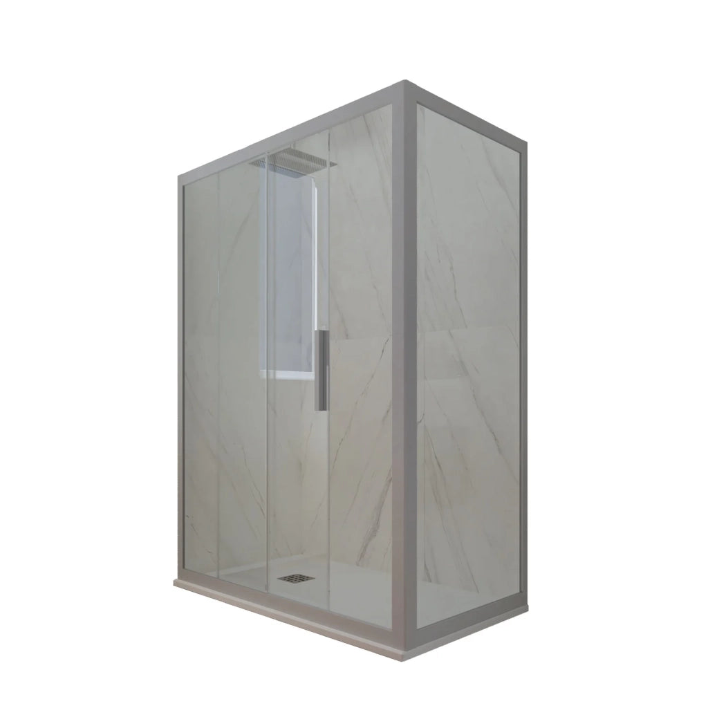 Box doccia scorrevole 80x110 CM H 200 Vetro Trasparente Profilo Silver mod. Deco Duo