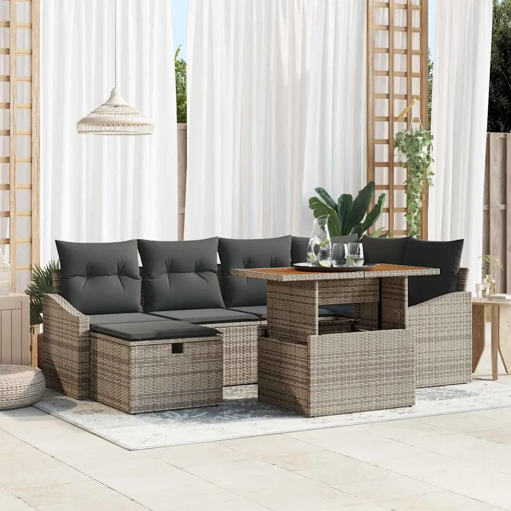 Set Divano da Giardino 7 pcs Grigio polyrattan 3361356