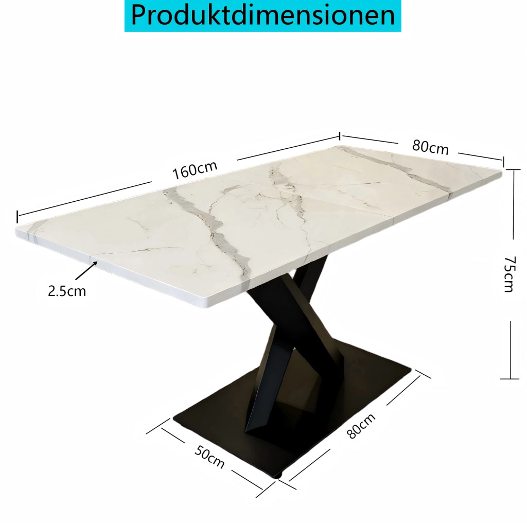 Tavolo da pranzo rettangolare bianco e nero in MDF e metallo