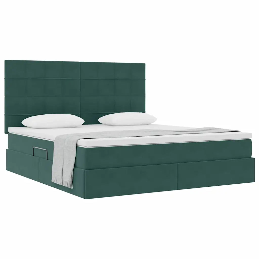 Letto con contenitore e materasso Verde Scuro 160 x 200 cm
