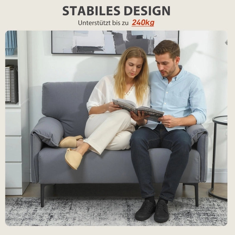 DIVANO 2 posti 127 cm Grigio con 2 cuscini schienale