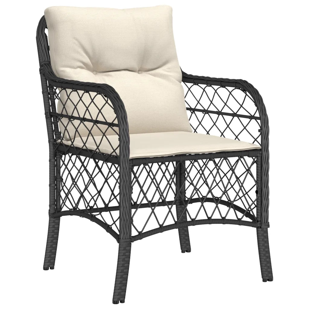 Set da Pranzo da Giardino 5 pz Nero con Cuscini in Polyrattan 3212038