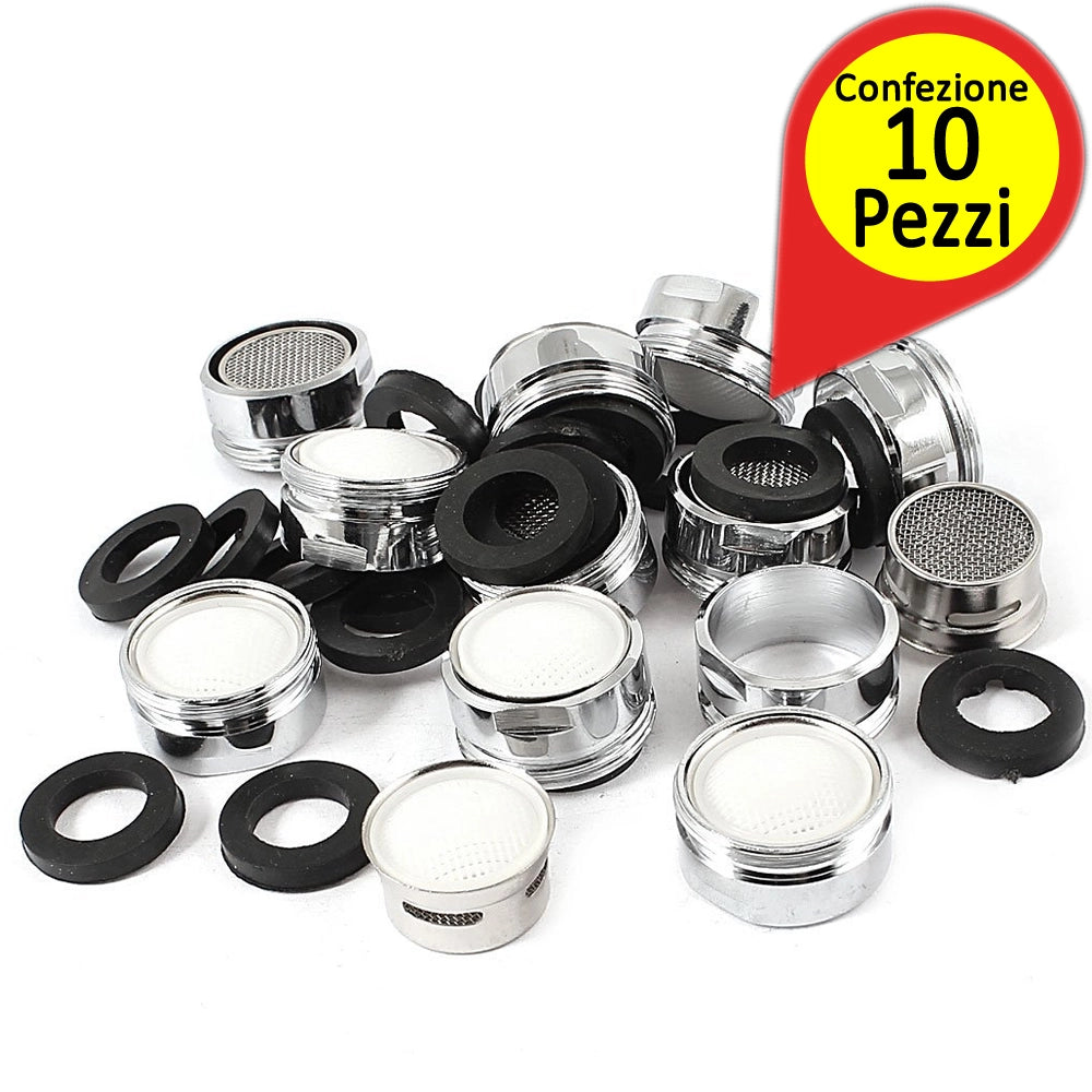 Aereatore per rubinetto m24/1 in ottone cromato per risparmio acqua pezzi 10