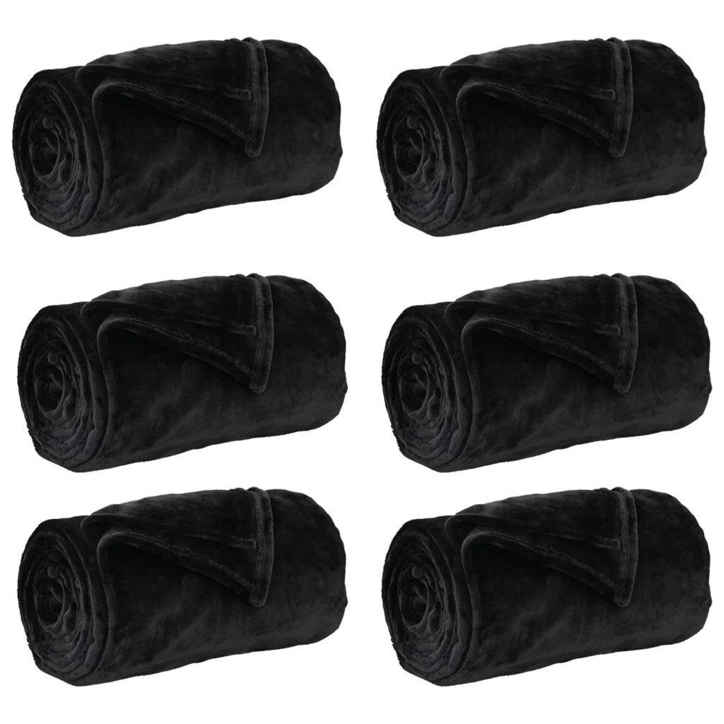 Coperte da Pile 6 pcs Nero 130 x 150 cm Panno 42016809