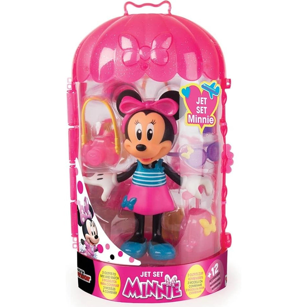 Minnie Jet Set Bambola 15 cm 12 Accessori 3 Vestiti Intercambiabili Idea Regalo