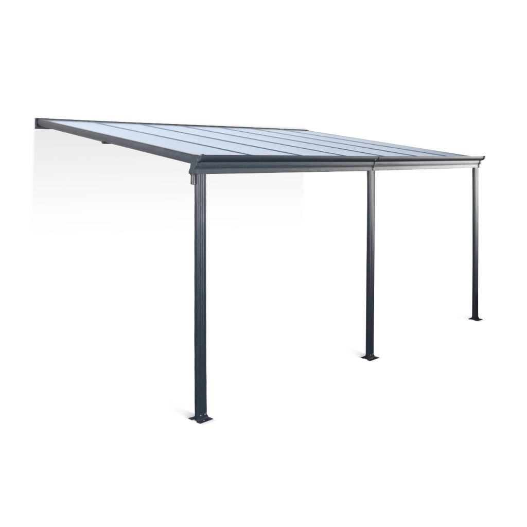 Pergola a parete struttura in alluminio 3x4 m  con grondaia, antracite