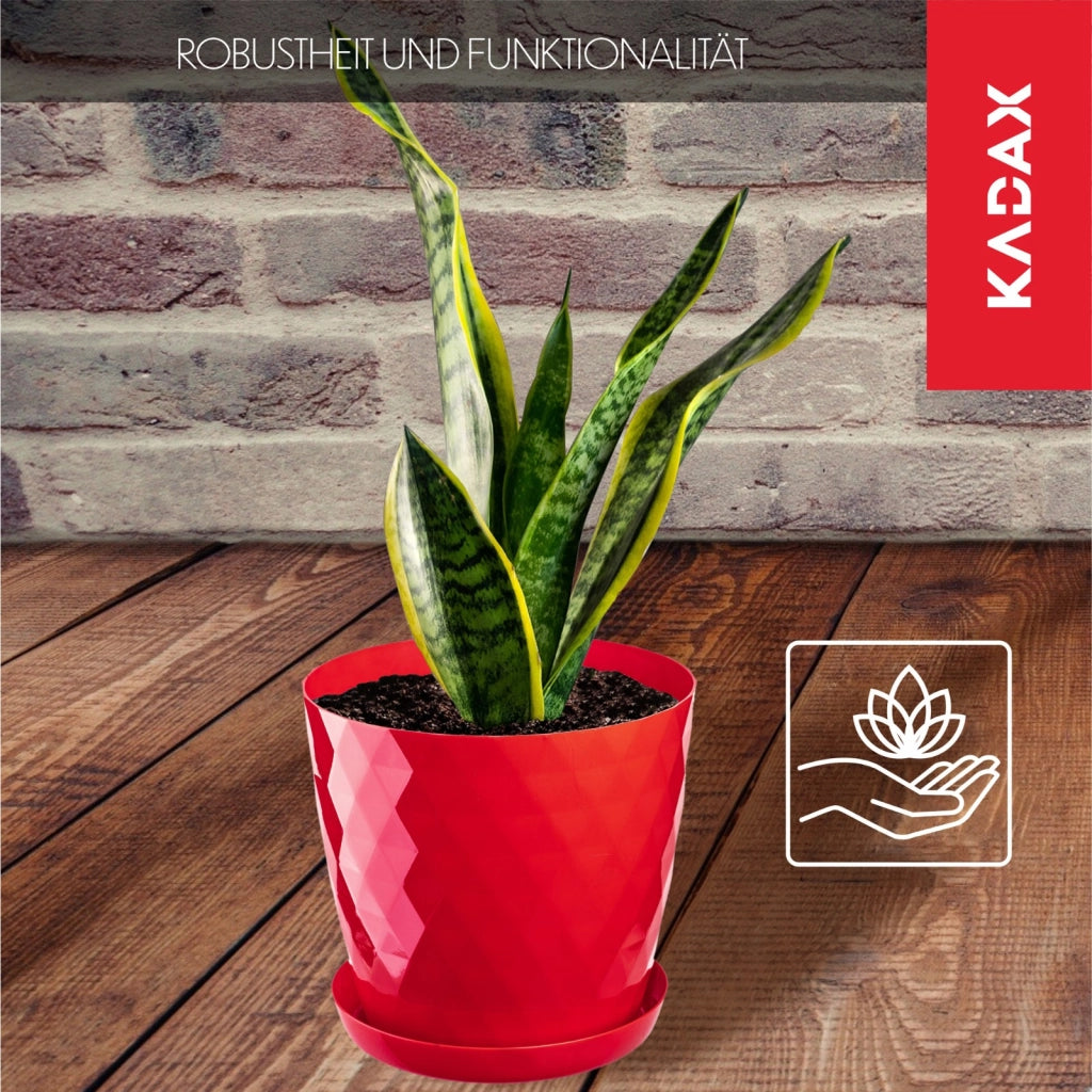 Vaso da fiori in plastica KADAX con supporto, coprivaso, 18 cm, rosso, Kadax