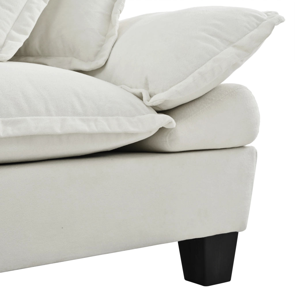 Divano 3 Posti in Ciniglia con Braccioli Curvi; Design Compatto; Beige