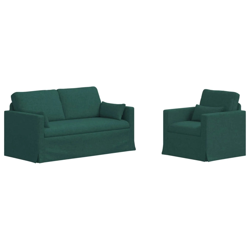 Set di divani 2 pz Verde Scuro Tessuto 3407540