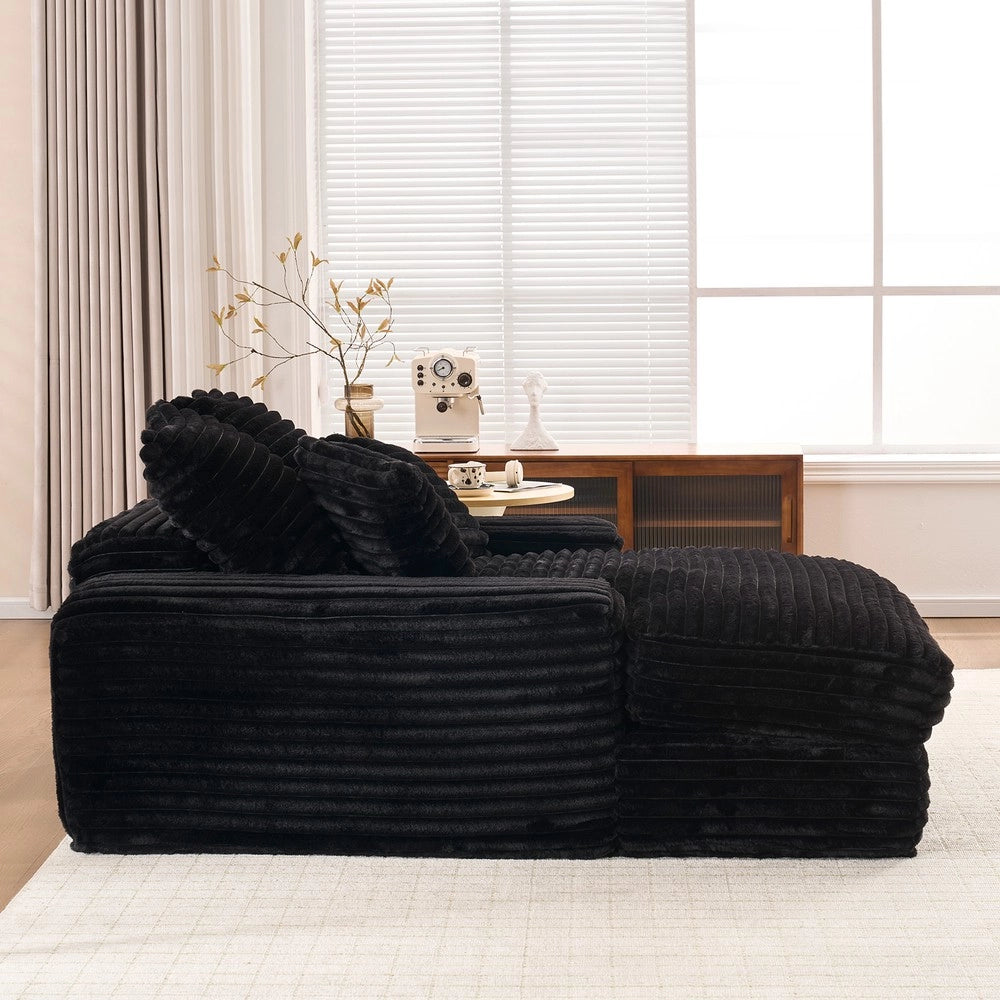 Divano Letto 4 Cuscini Nero ¨C Xylo ¨C Sofa Multifunzionale Tessuto Cord