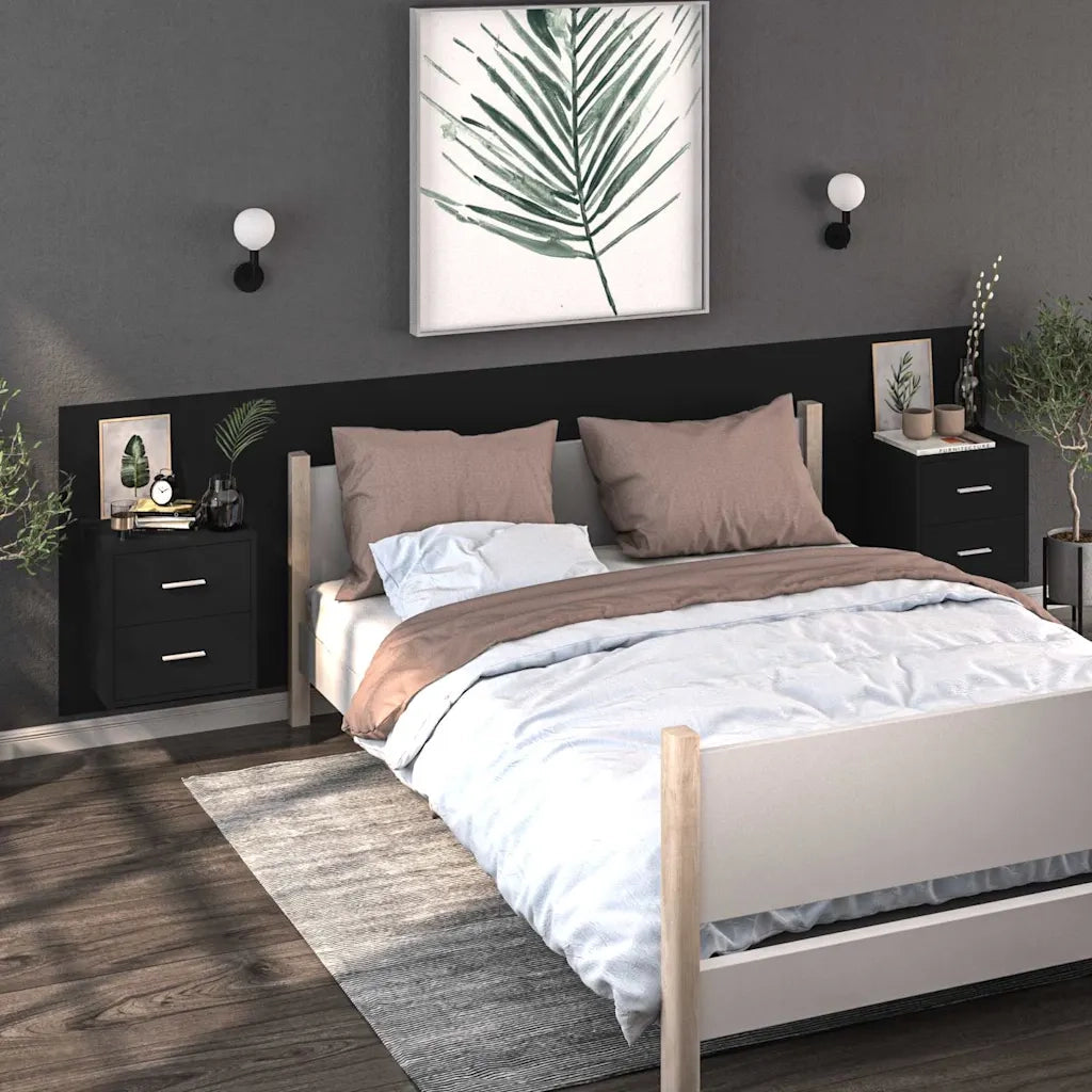 Comodino a Parete Nero 810991