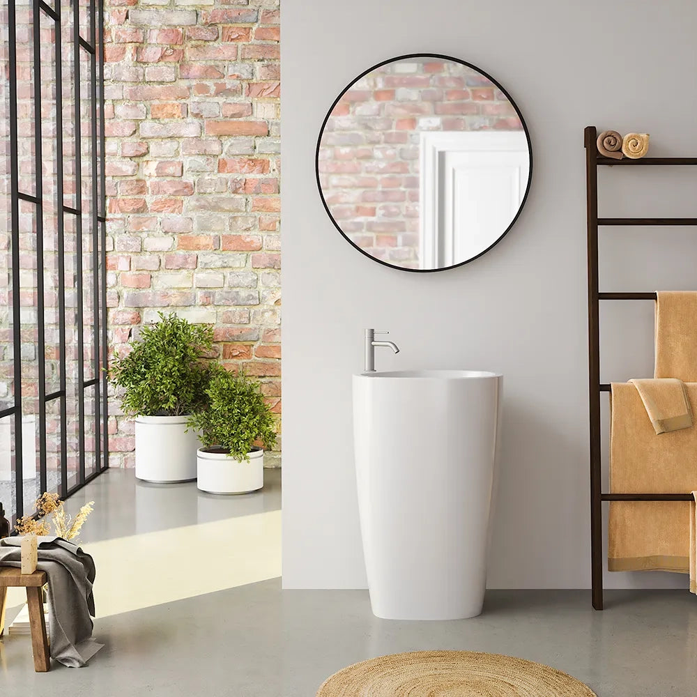 Lavabo freestanding 53x40cm in ceramica bianco lucido con troppopieno | Weddell